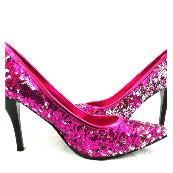 2 Lips Too Shoes - Pretty in Pink & Silver Sequin Heels Sz 7